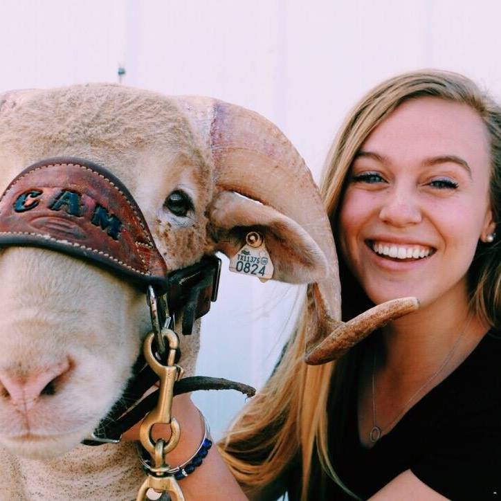 ASCSU Senate Outreach Officer Isabel Brown with CAM the Ram. Photo credit: Isabel Brown