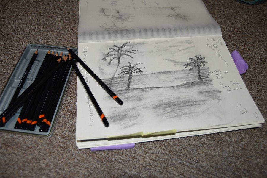 Pencil sketch in free time to relax during a study break | Anna Hoover | Collegian