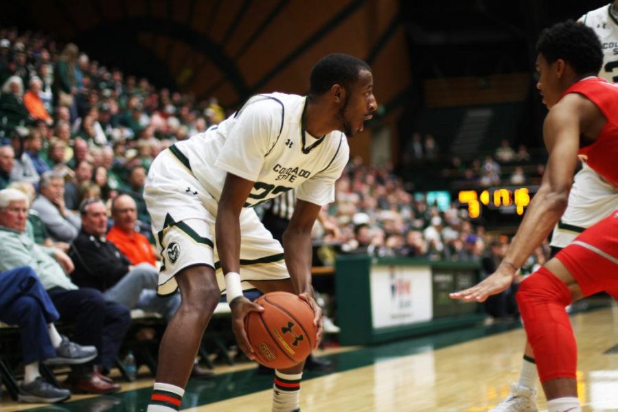 CSU guard J.D. Paige surveying the floor in a 84-71 loss to New Mexico on Jan. 14 Photo credit: Natalie Dyer