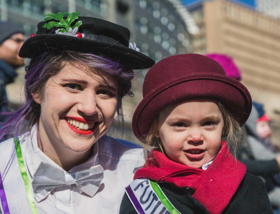 Ariel, at 3 years old, joins her mother during the Women's March in Denver, January 21, 2017 (Davis Bonner | Collegian)