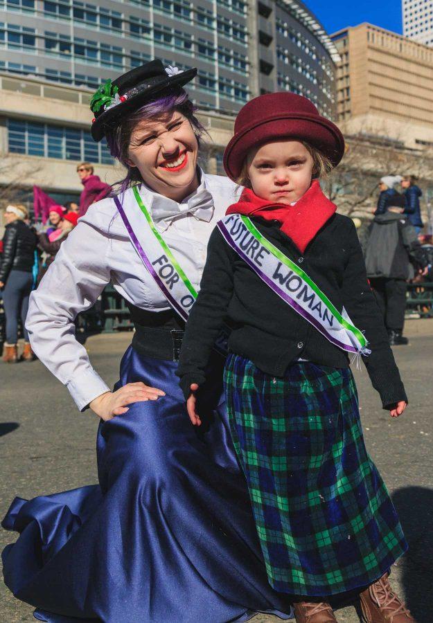 Ariel, at 3 years old, joins her mother during the Women's March in Denver, January 21, 2017 (Davis Bonner | Collegian)