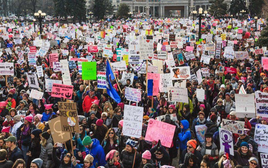 Thousands gather in Civic Park during the Women's March in Denver, January 21, 2017 (Davis Bonner | Collegian) 