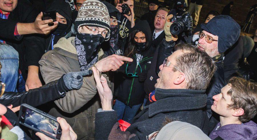 Two protestors butt heads over Milo Yiannopoulos' appearance at CU (Davis Bonner | Collegian)