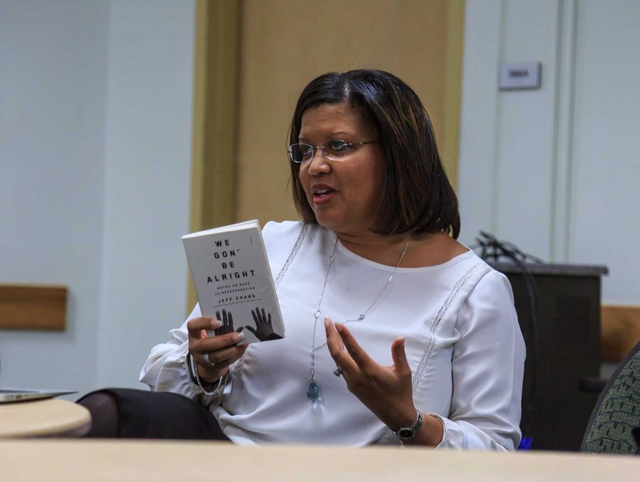 Dr. Tia Brown McNair visits CSU to discuss recent affairs surrounding the topic of race with students. During her group discussion, she recommended 'We Gon' Be Alright' for its relevance to race-related issues. January 30, 2017 (Davis Bonner | Collegian)
