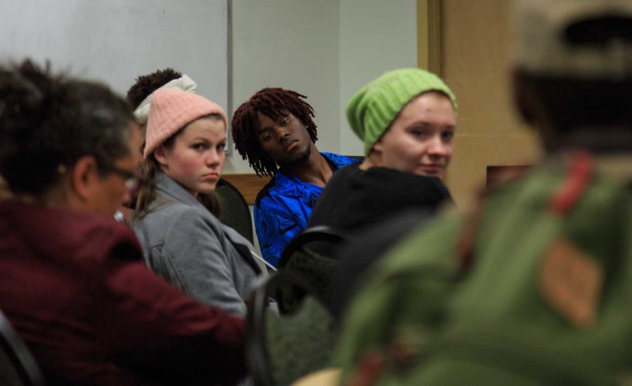 CSU student Arisson Stanfield (pictured in blue) attends guest speaker Dr. Tia Brown McNair's presentation on today's race-related issues and what can be done on a personal, local and national level January 30, 2017 (Davis Bonner | Collegian)
