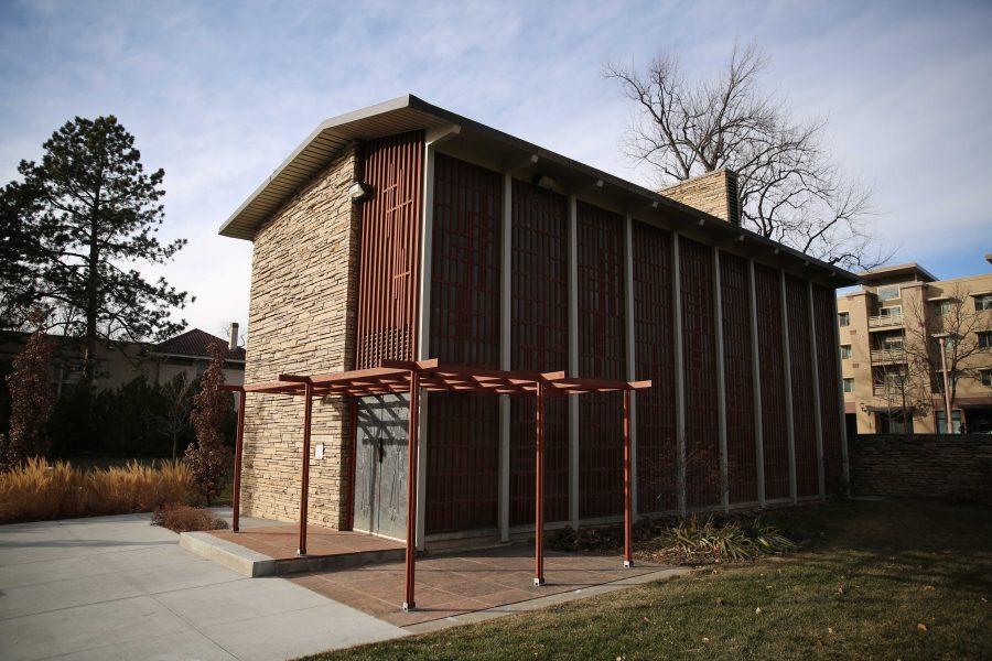 The Danforth Chapel, located on the north side of the Oval, recently had one of its stained glass windows broken. (Forrest Czarnecki | Collegian)