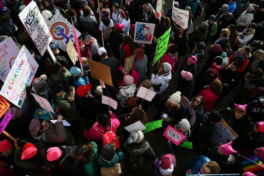 Thousands gather in Civic Park for the womens march in Denver, January 21, 2017 (Davis Bonner | Collegian) 