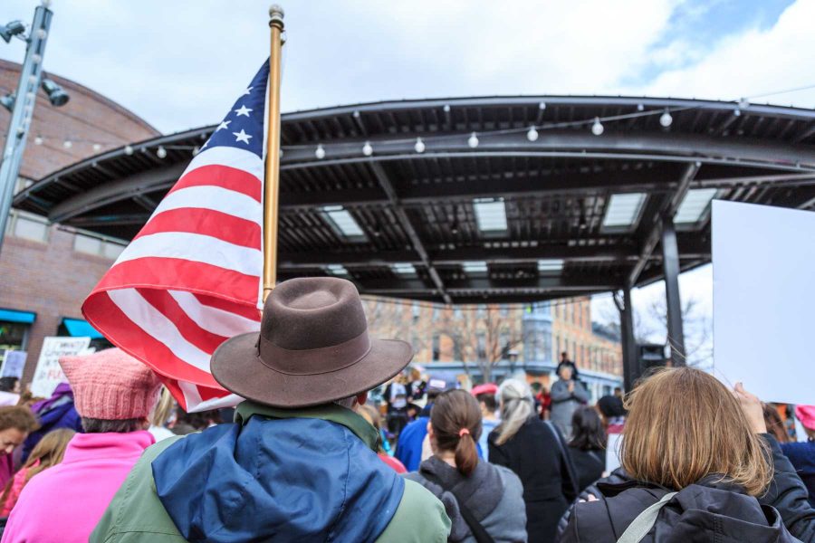 An estimated 1,200 community members gather in Old Town Square to stand in solidarity with Planned Parenthood. This event was organized by FoCo Local Girl Gang (Davis Bonner | Collegian)