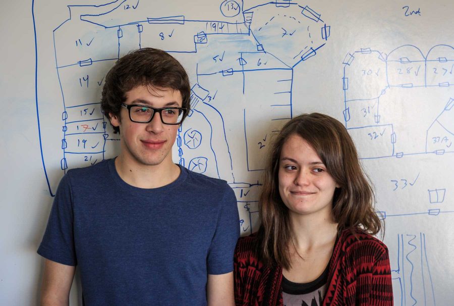 Jordan Sandoval, a freshman bio-medical sciences major, loves her boyfriend Robert Scarselli, a freshman Micro Biology major. They met at orientation during the start of their freshman year and frequently do homework together. Behind them is the D&amp;D map Jordan played with her friends the night prior (Davis Bonner | Collegian)