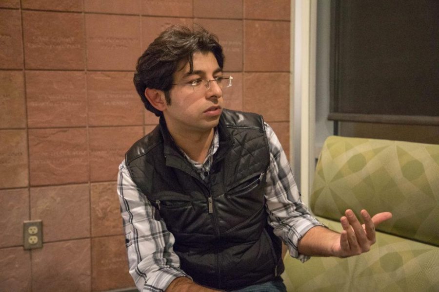 Soran Shadman, a doctoral candidate studying mechanical engineering, discusses his thoughts on the travel ban. (Cory Bertelsen | Collegian)