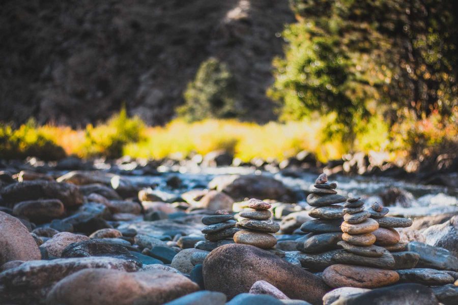 Rocks delicately balance on the banks of the Cache la Poudre River outside of Fort Collins, Colorado. (Jack Starkebaum | Collegian)