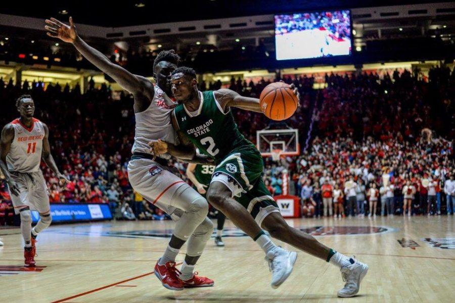 Senior Emmanuel Omogbo recored his 16th double-double of the season in a 68-56 win over New Mexico Feb. 21 (Nick Fojud | Daily Lobo) 
