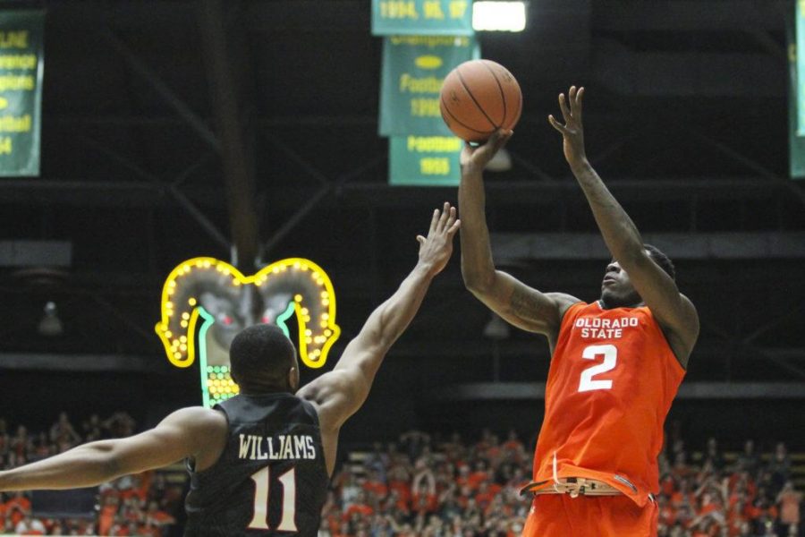 Emmanuel Omogbo made  game winning 3-pointer with 5 seconds remaining to give CSU a 56-55 win over SDSU on Feb, 25 (Javon Harris | Collegian)