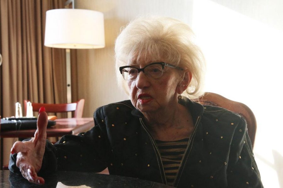 Fanny Starr, this year’s featured speaker for Holocaust Awareness Week, shares her story about surviving internment in several Nazi concentration camps during World War II. (Elliott Jerge | Collegian)