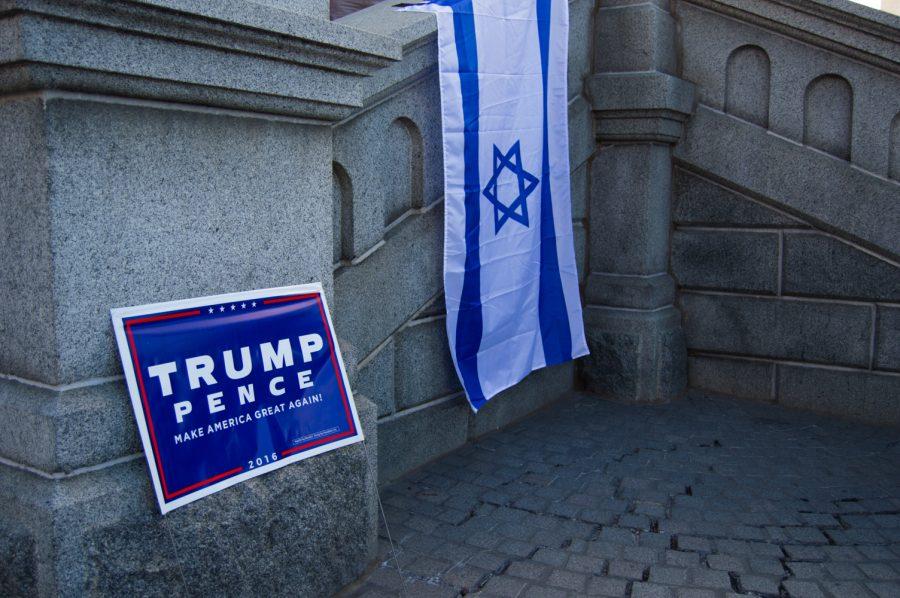 Trump supporters show their support of the Jewish Community at the Denver Trump Rally on Saturday. Photo by Kaitlyn Ancell | Collegian