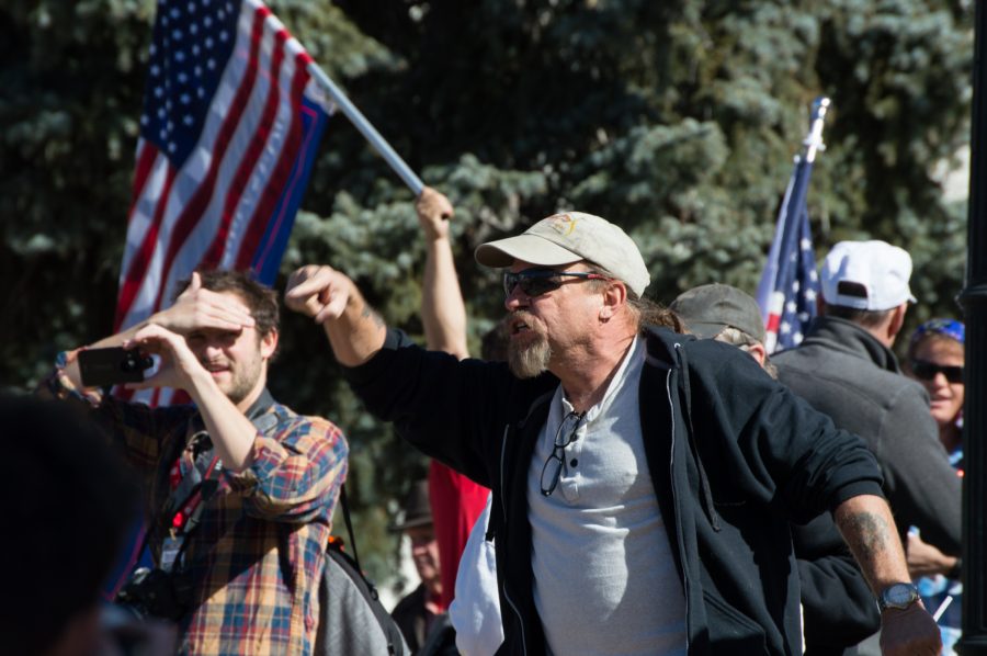 Tensions arise between Trump Supporters and the ANTIFA in Denver on Saturday. Photo by Kaitlyn Ancell | Collegian
