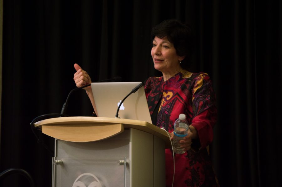 Nadya A. Fouad, Ph. D and Chair of Educational Psychology at UWM, presents her research findings at the Experience of Campus Climate for Women Faculty on March 20. Her studies showed significant findings in gender inequity at CSU, and what types of environments women faculty thrive in.  Photo by Kaitlyn Ancell | CollegianPhoto by Kaitlyn Ancell | Collegian