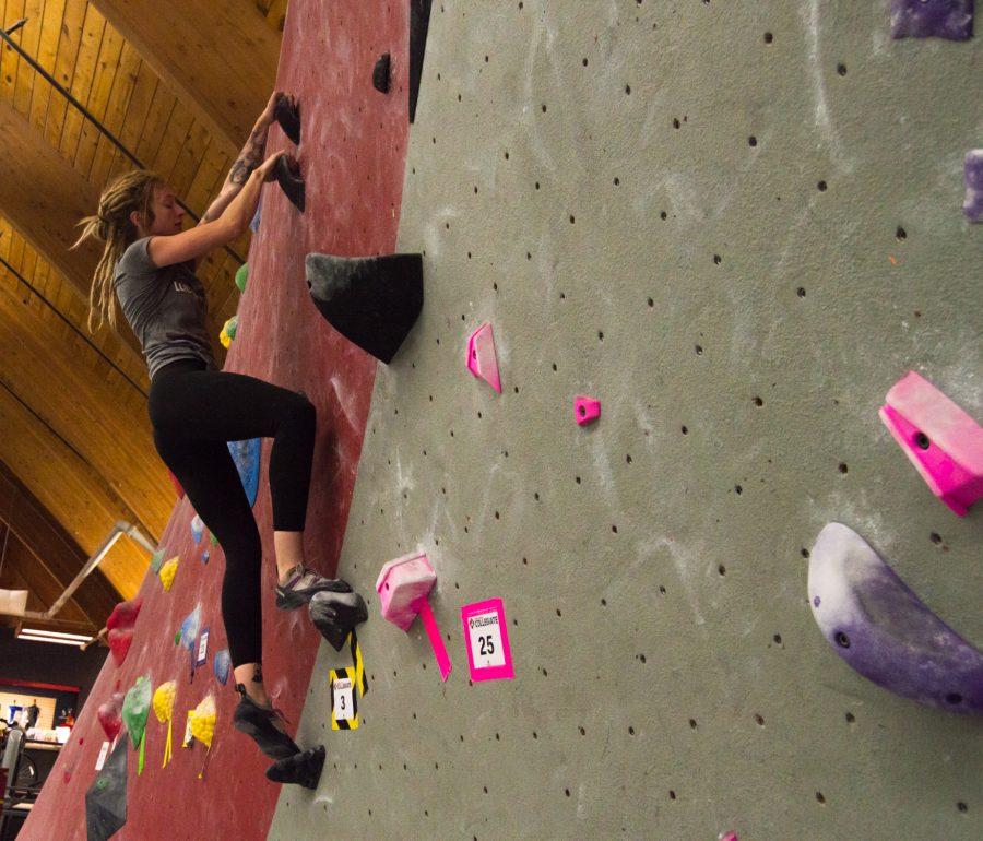 Audrey Ancell is a usual at the Miramont Fitness Center, who usually puts the bouldering wall to good use. Photo by Olive Ancell | Collegian