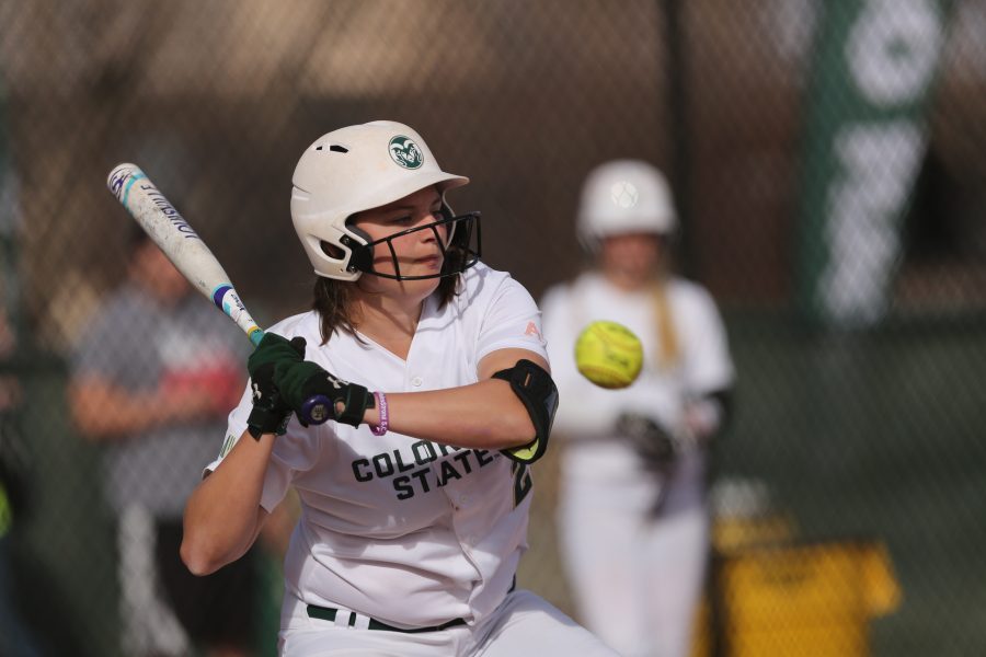 Colorado State University's Lauren Buchanan (21) keeps her eye on the ball during a game against Buffalo on Friday, March 3rd at Colorado State University. (Forrest Czarnecki | Collegian)