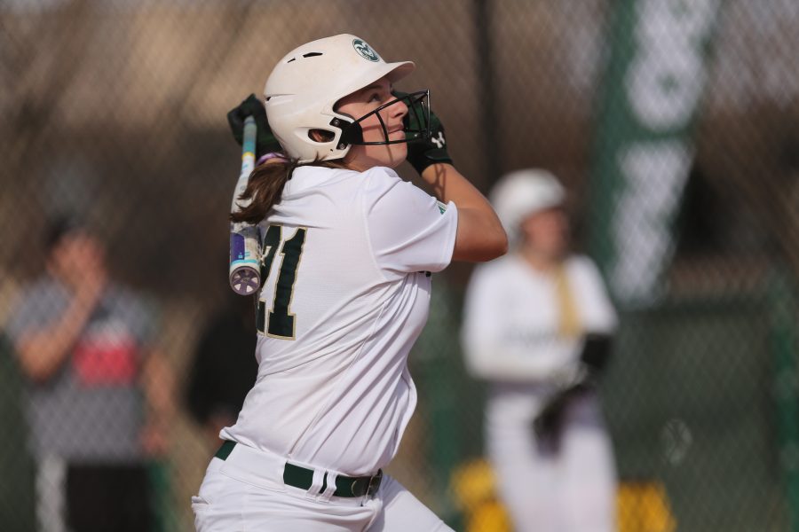 Colorado State University's Lauren Buchanan	(21) keeps her eye on the ball during a game against Buffalo on Friday, March 3rd at Colorado State University. (Forrest Czarnecki | Collegian)
