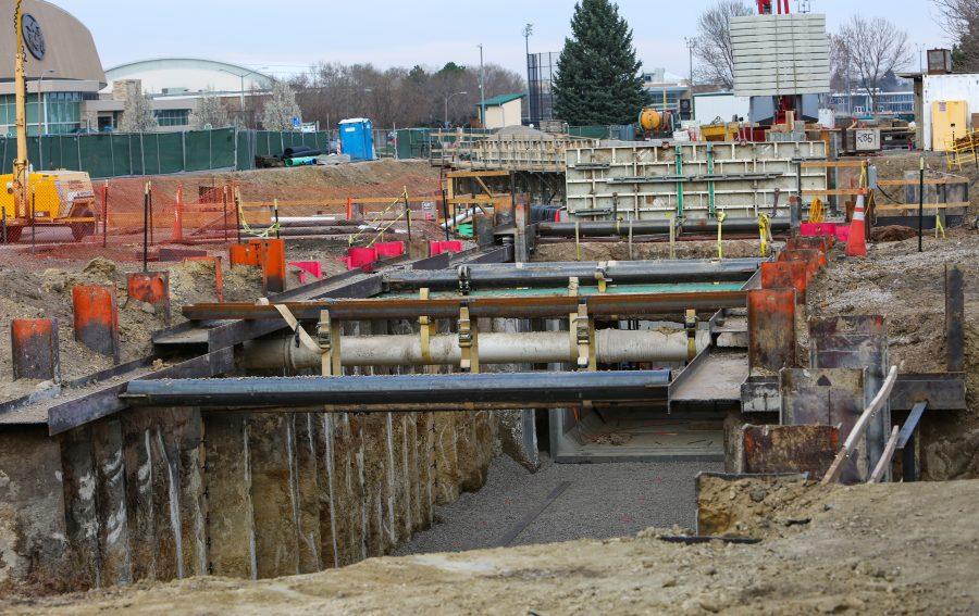 Shields remains closed as construction crews prepare for completion of another underpass in April. (Davis Bonner | Collegian)