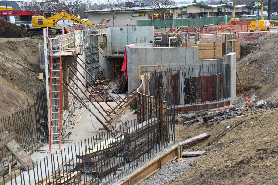 Shields remains closed as construction crews prepare for completion of another underpass in April. (Davis Bonner | Collegian)