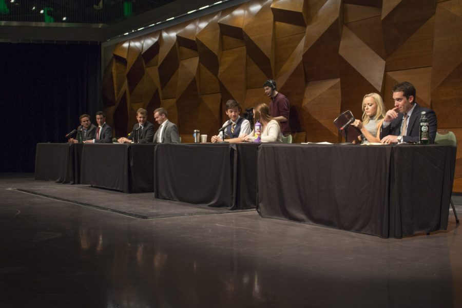 ASCSU candidates debated Wednesday in the Lory Student Center, competing against one another for positions of Senate, President and Vice President. Voting for candidates opens April 3.  ( Brooke Buchan | Collegian)