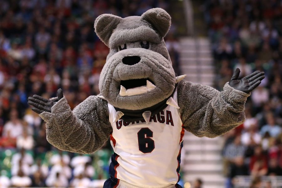 SALT LAKE CITY, UT - MARCH 21:  The Gonzaga Bulldogs mascot performs on the court while taking on the Southern University Jaguars during the second round of the 2013 NCAA Mens Basketball Tournament at EnergySolutions Arena on March 21, 2013 in Salt Lake City, Utah.  (Photo by Streeter Lecka/Getty Images) ORG XMIT: 159452550