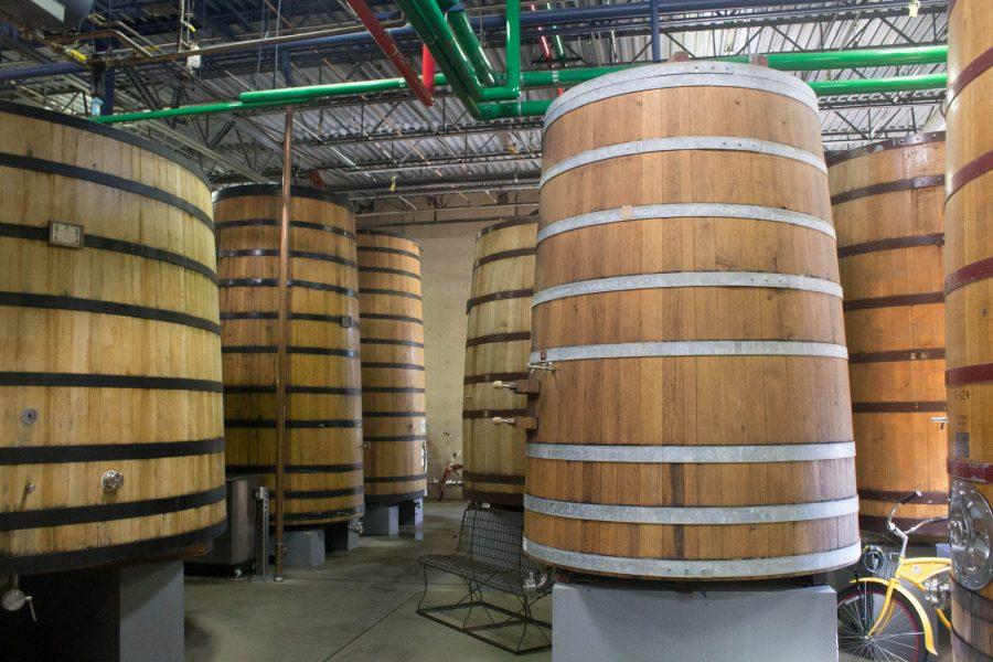 New Belgium has a vast room filled with 65 French oak foeders used to produce sour beer. Photo credit: Max Sundberg