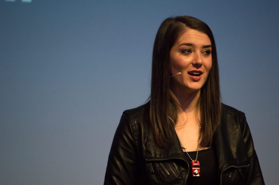 Natalie Ross speaks at The Blank Monologues friday night at the LSC theater. Photo by Olive Ancell | Collegian
