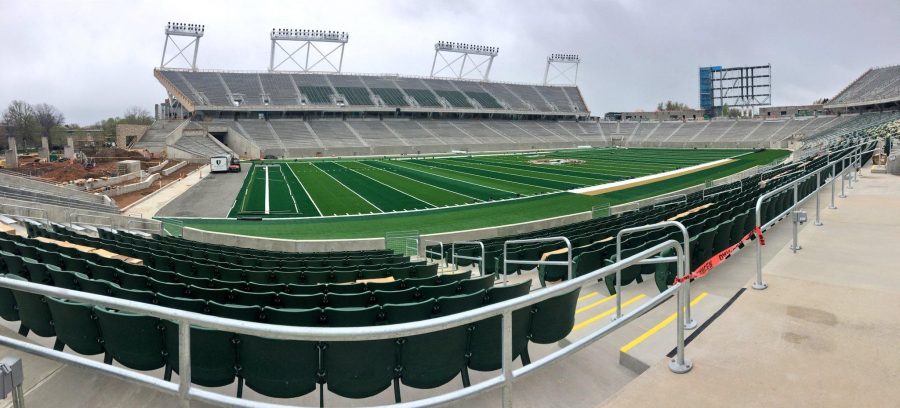 The new on-campus stadium recently had turf installed and is expected to open in time for the 2017 season on August 26, against Oregon State. (Photo Courtesy of CSU Athletics)