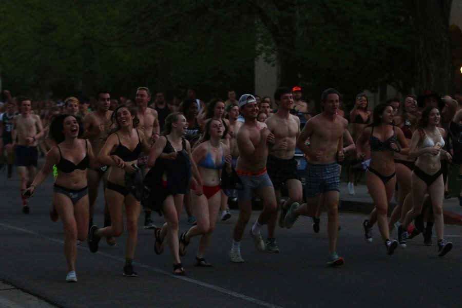 Students take part in the 2017 Undie Run on May 5, 2017. (Elliott Jerge | Collegian)