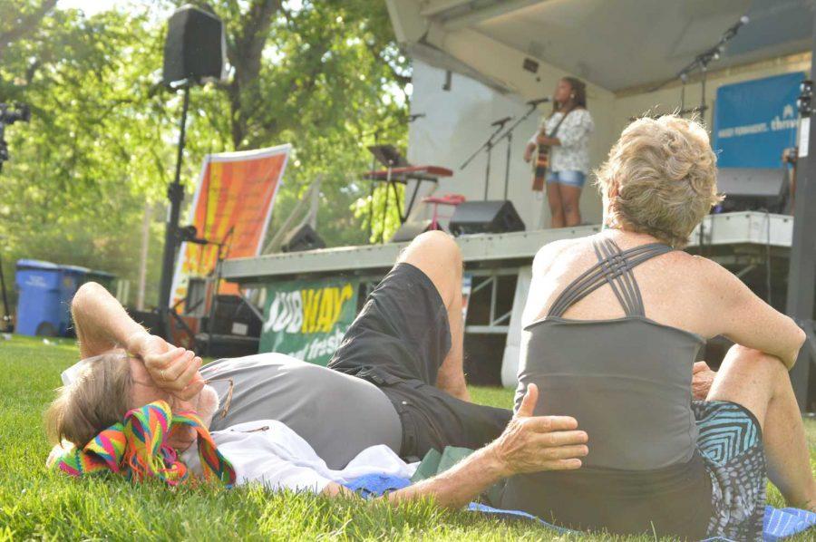 Large crowds gather for the 24th Annual Lagoon Summer Concert Series Grand Opening night at Colorado State University. Danielle Ate the Sandwich performed on opening night Wednesday. Photo by Olive Ancell | Collegian