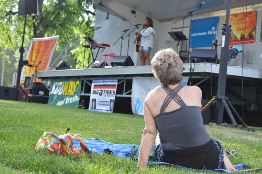 Large crowds gather for the 24th Annual Lagoon Summer Concert Series Grand Opening night at Colorado State University. Danielle Ate the Sandwich performed on opening night Wednesday. Photo by Olive Ancell | Collegian