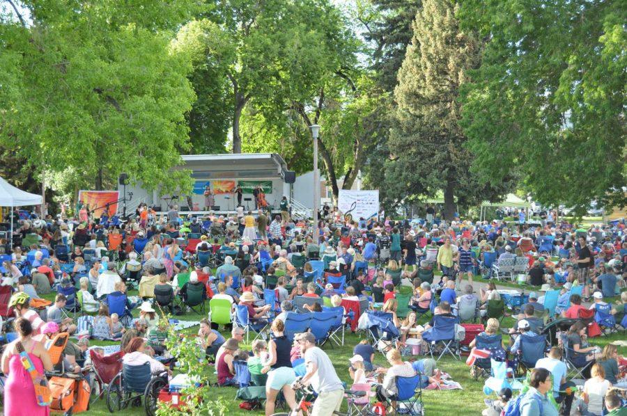 Large crowds gather for the 24th Annual Lagoon Summer Concert Series Grand Opening night at Colorado State University. Danielle Ate the Sandwich performed on opening night Wednesday. Photo by Olive Ancell | Collegian
