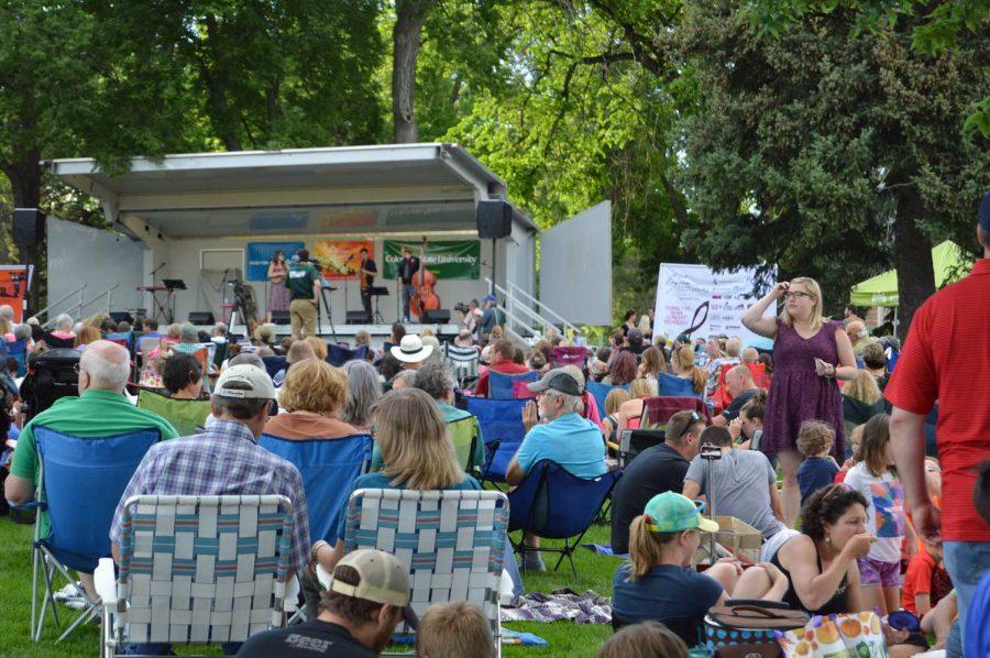 Large crowds gather for the 24th Annual Lagoon Summer Concert Series Grand Opening night at Colorado State University. Danielle Ate the Sandwich performed on opening night Wednesday. Photo by Olive Ancell | Collegian