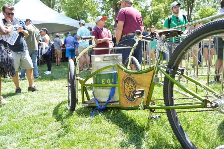 Equinox Brewing, known for their bike displays around Old Town, displayed this bike next to their tent at the Colorado Brewers' Fest. Photo by Olive Ancell | Collegian