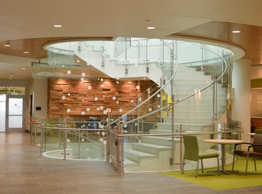 The new CSU Health and Medical Center features cozy waiting rooms throughout the four story building, featuring fireplaces, sitting areas, and windows for an abundance of natural light. Photo by Olive Ancell | Collegian