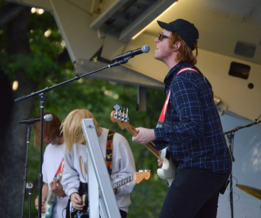 Slow Caves delivers a lively performance at the third show of the Lagoon Summer Concert Series. Photo by Olive Ancell | Collegian