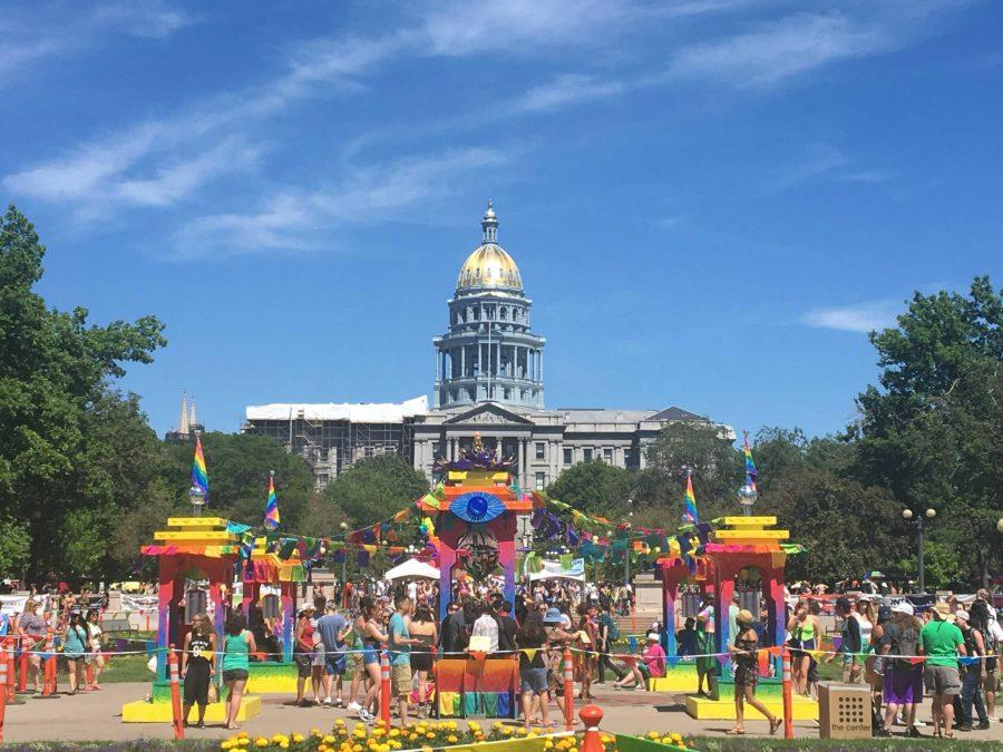 The Shrine to Humanity by artists Lonnie Hanzon and Paolo Wellman added a pop of color to the landscape of the Capital Building this past weekend. Photo credit: Sarah Ehrlich
