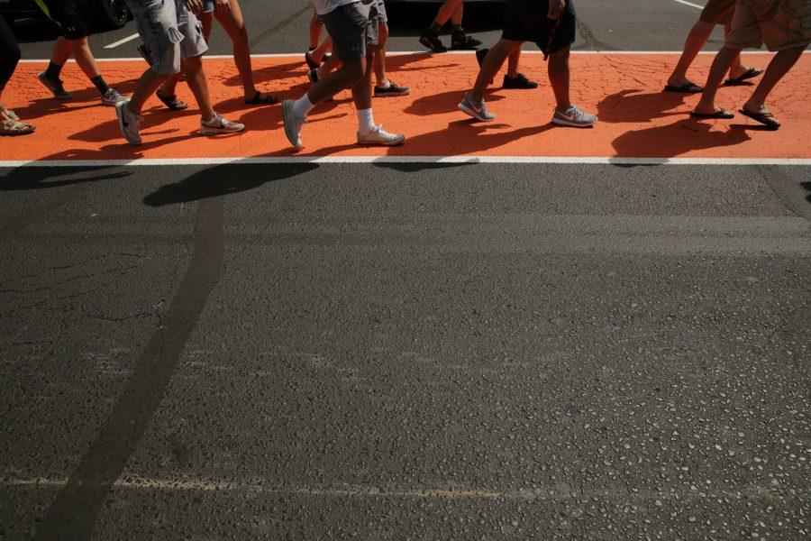 Football fans make their way toward the new stadium on the south side of the Colorado State University campus before the start of the first game of the season against Oregon State, on Saturday, August 26th. Forrest Czarnecki | The Collegian