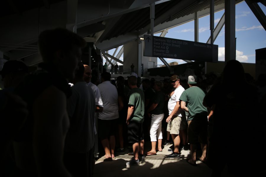 Football fans stand in concession stand lines during the Ram's first football game of the season on Saturday, August 26th. Forrest Czarnecki | The Collegian