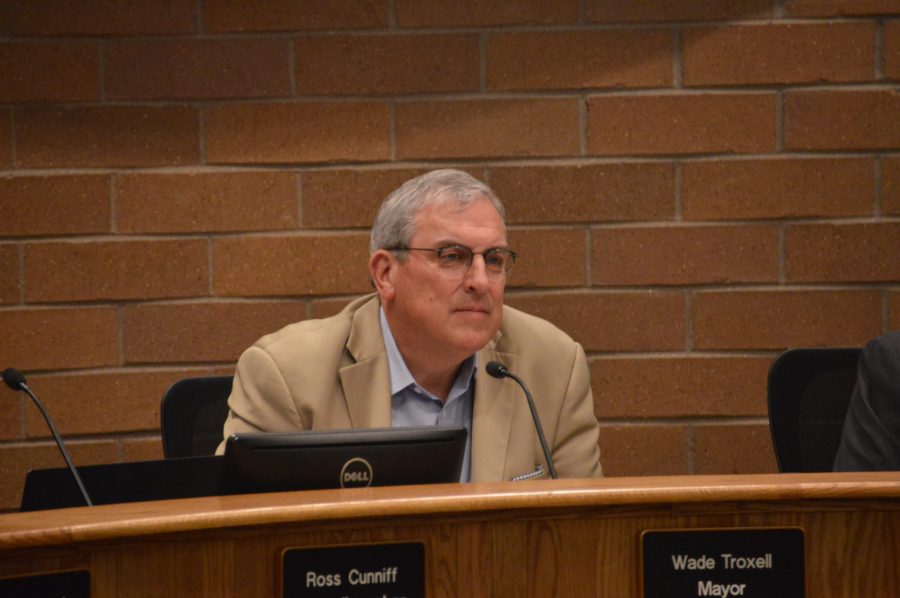 Fort Collins Mayor Wade Troxell listens to community concerns at the city council meeting Tuesday, Sept. 19. (AJ Frankson | Collegian)