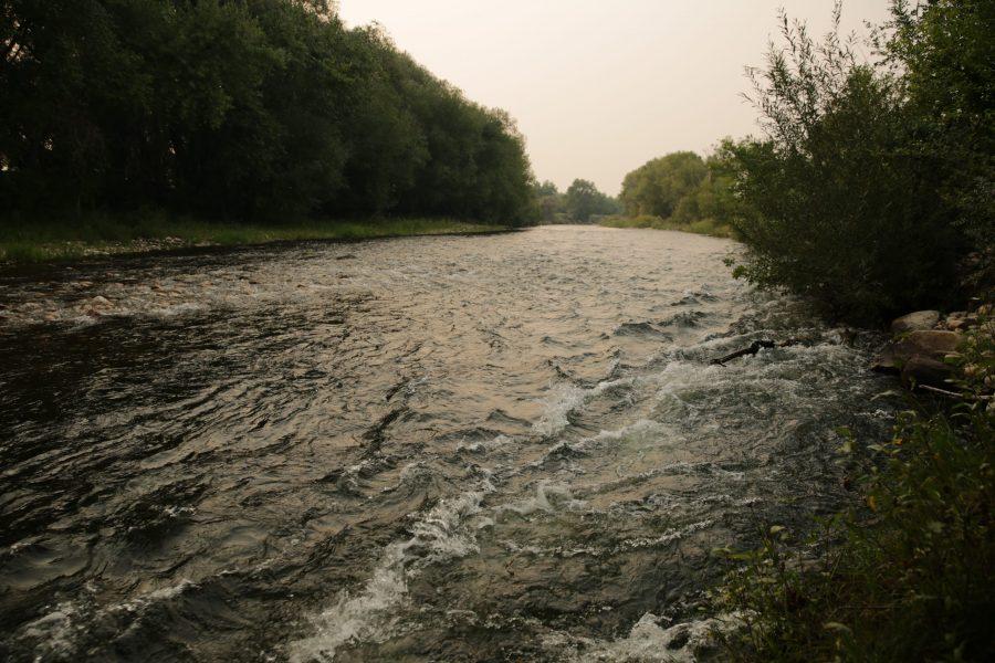 The Poudre River is pictured at sunset as it flows through Fort Collins on September 4th. (Forrest Czarnecki | The Collegian)