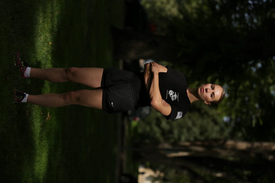 Colorado State University senior Sydney Murkins poses for a portrait at the Oval on Monday afternoon. Murkins recently completed the Marine Corps Officer Candidate School. (Forrest Czarnecki | The Collegian)