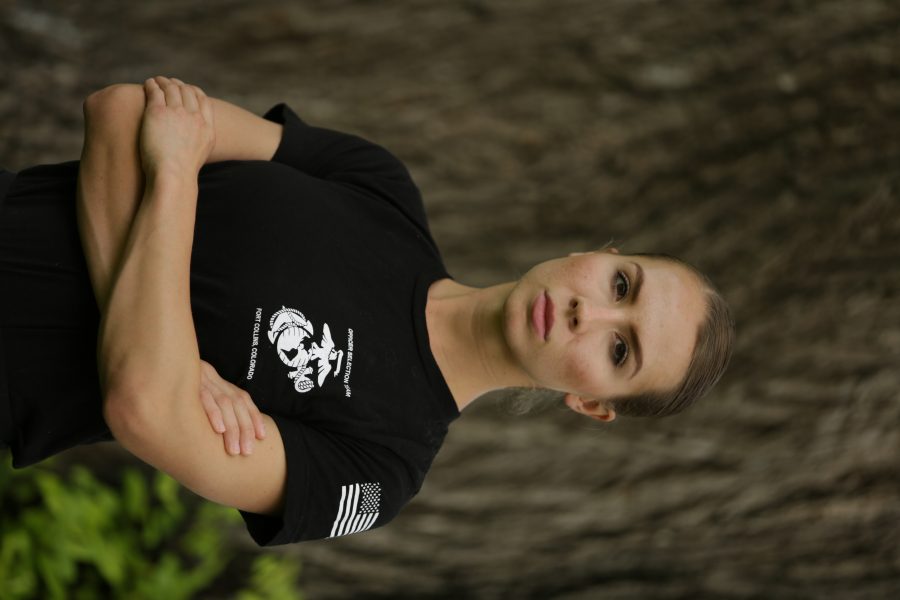 Colorado State University senior Sydney Murkins poses for a portrait at the Oval on Monday afternoon. Murkins recently completed the Marine Corps Officer Candidate School. (Forrest Czarnecki | The Collegian)
