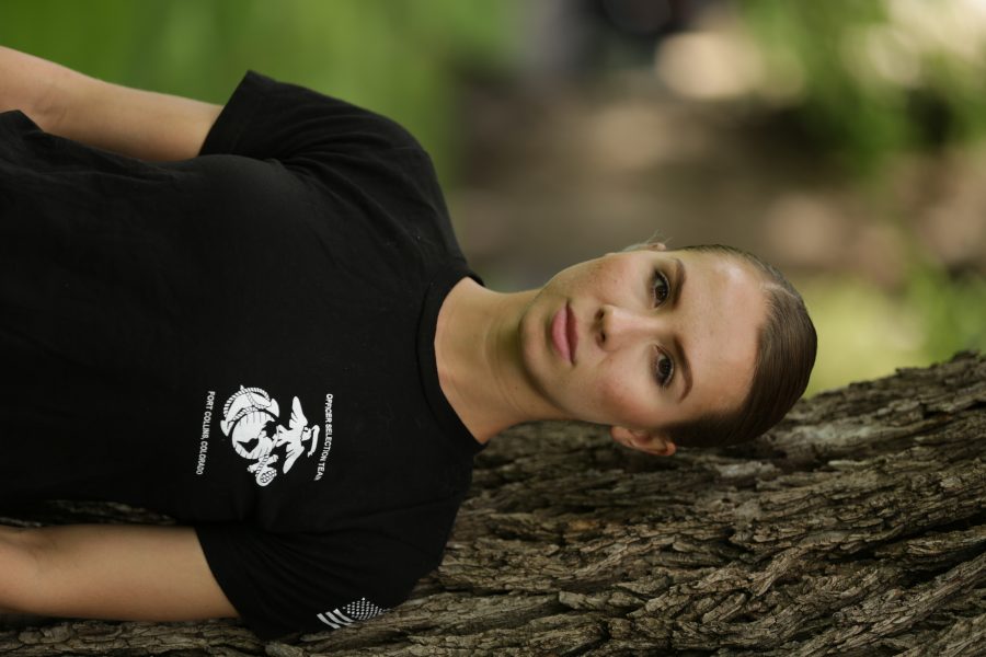 Colorado State University senior Sydney Murkins poses for a portrait at the Oval on Monday afternoon. Murkins recently completed the Marine Corps Officer Candidate School. (Forrest Czarnecki | The Collegian)