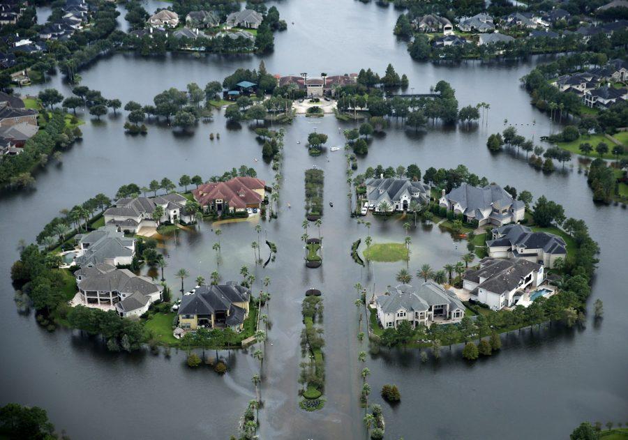Flood waters have risen into the Lakes on Eldridge North neighborhood near the Addicks Reservoir  West Houston, Texas on Wednesday, Aug. 30, 2017. Hurricane Harvey inundated the Houston area with several feet of rain. (Tom Fox/Dallas Morning News/TNS)