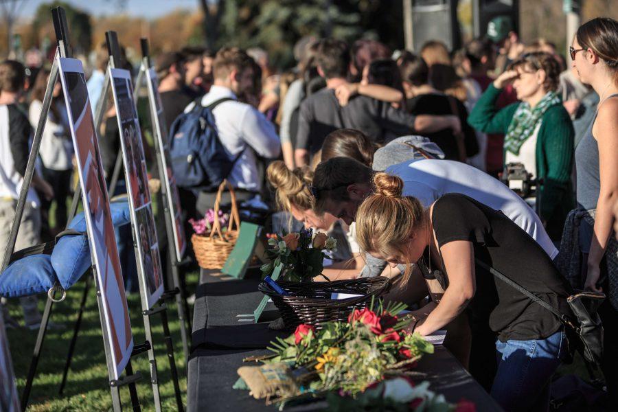 Friends, family and members of the community share memories and thoughts for Savannah's family during a candlelight vigil in her name at CSU. Savannah was a student at the university and would have graduated in December. (Davis Bonner | Collegian)