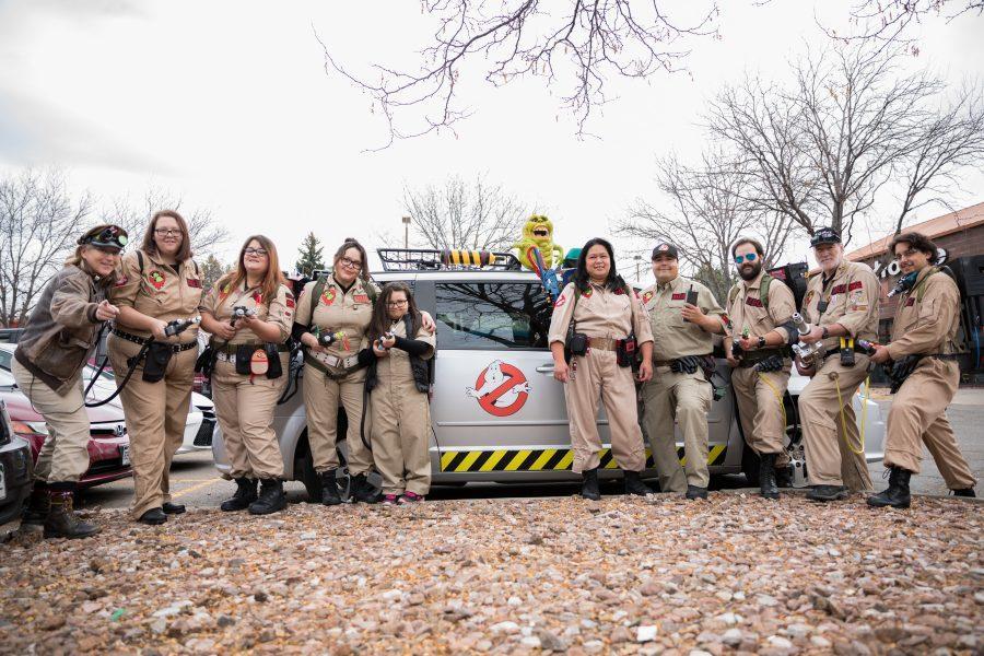 Ghost Busters at meet and greet in front of their Ecto car. (Jordan Reyes | Collegian)